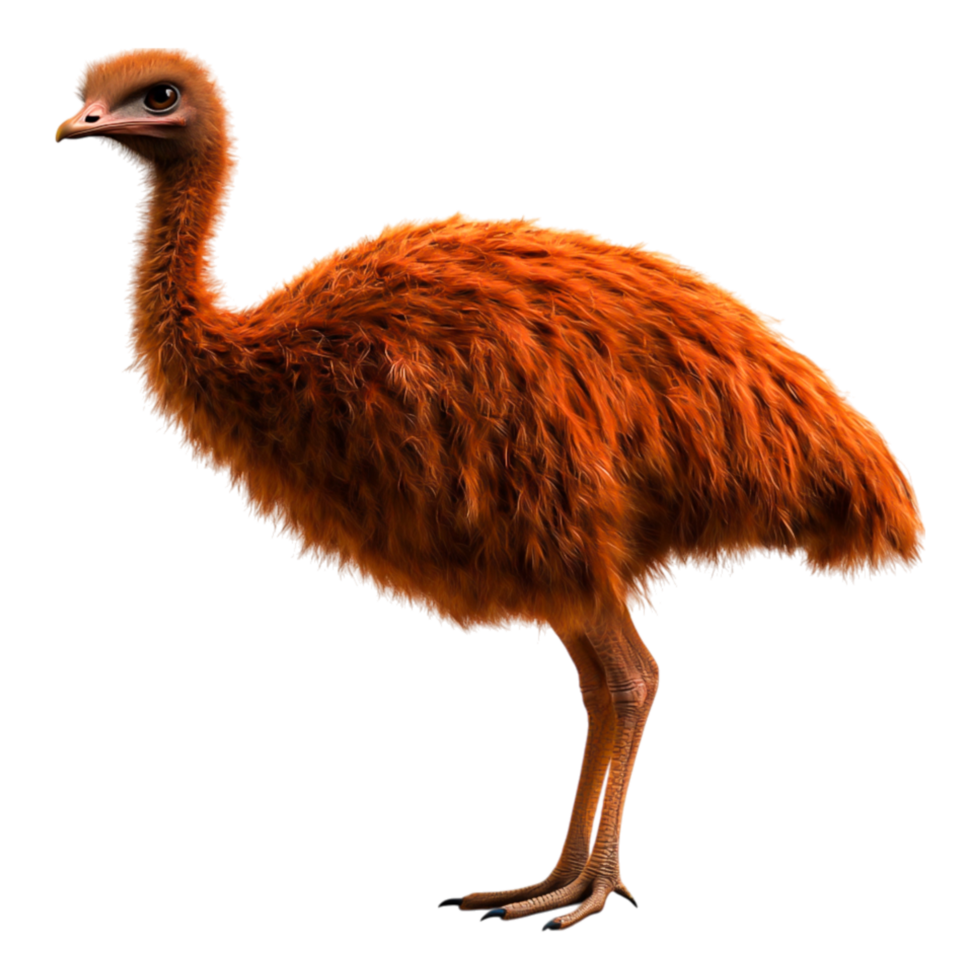 Bright Orange Feathered Ostrich Bird Standing in Profile with a Bold Stance png