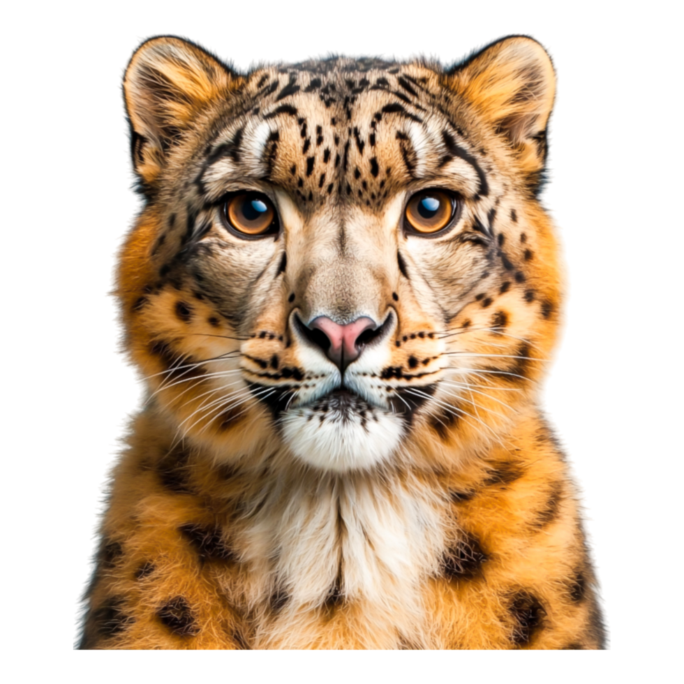 Majestic snow leopard portrait showcasing expressive eyes and stunning fur patterns png
