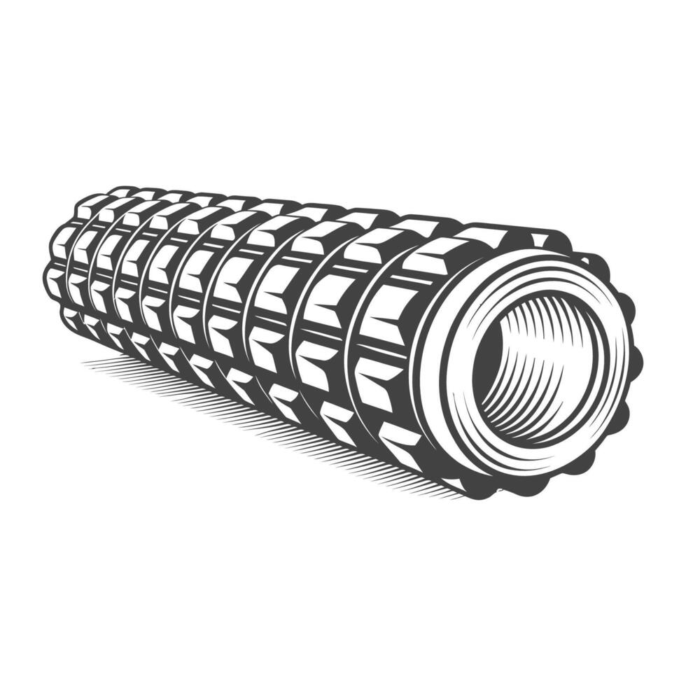 Isolated fitness roller design for muscle recovery and exercise equipment graphic in monochrome style art vector