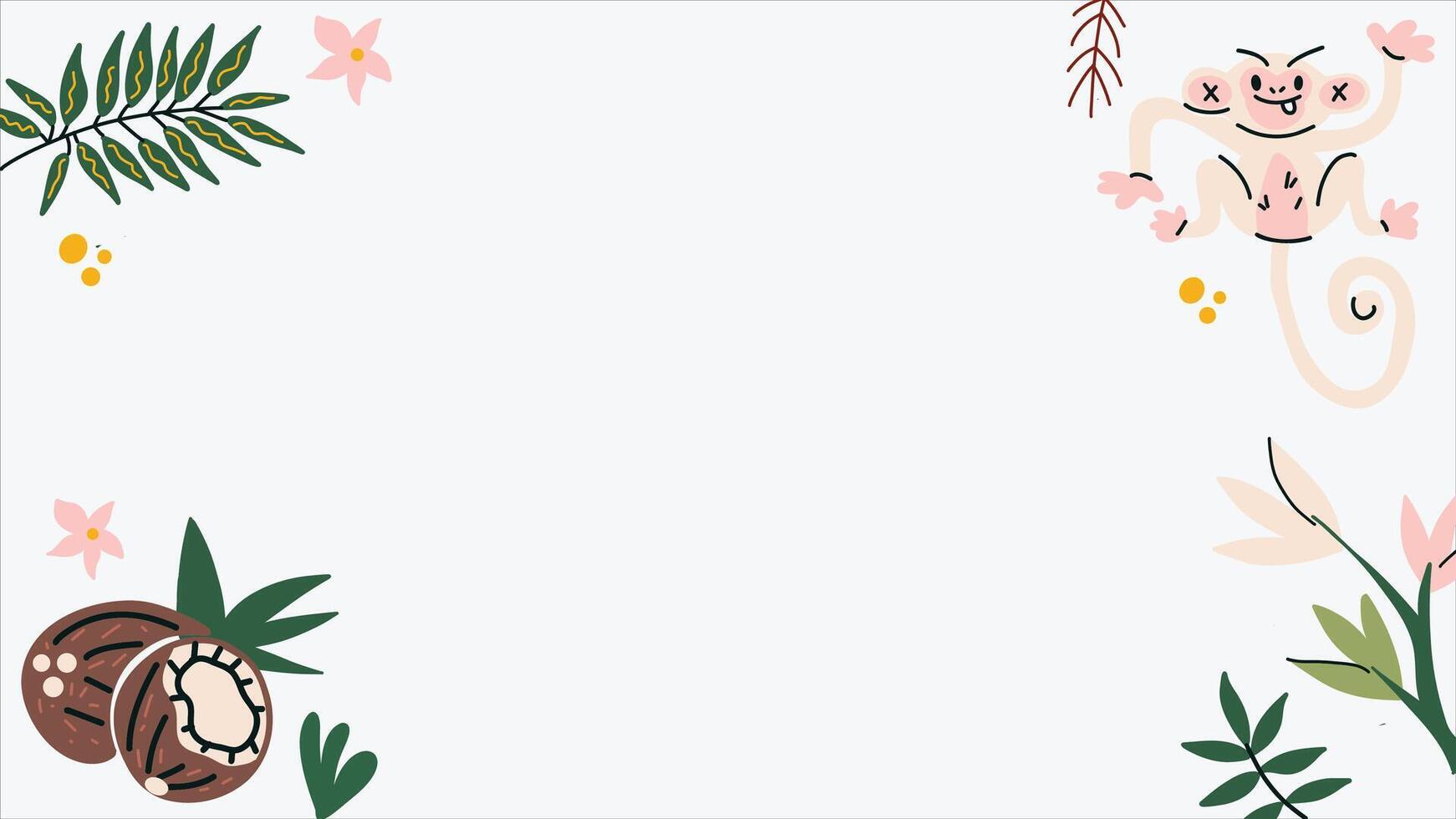 Tropical Jungle Frame with Cute Monkey and Botanical Elements vector