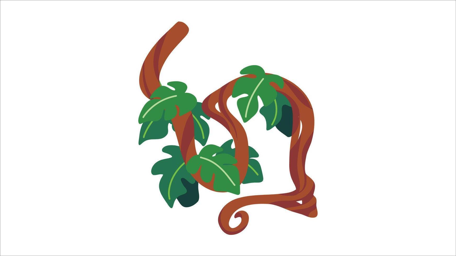 Illustrated Green Leaves and Twisted Details vector