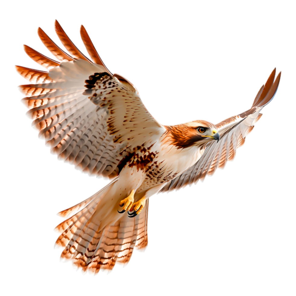 Majestic Bird of Prey Soaring Through Clear Blue Sky with Outstretched Wings png