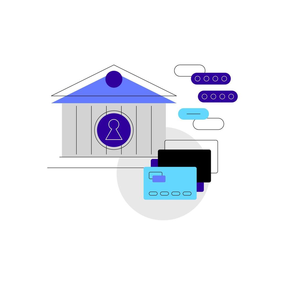 Digital banking, smart bank. Bank cards, security, password vector