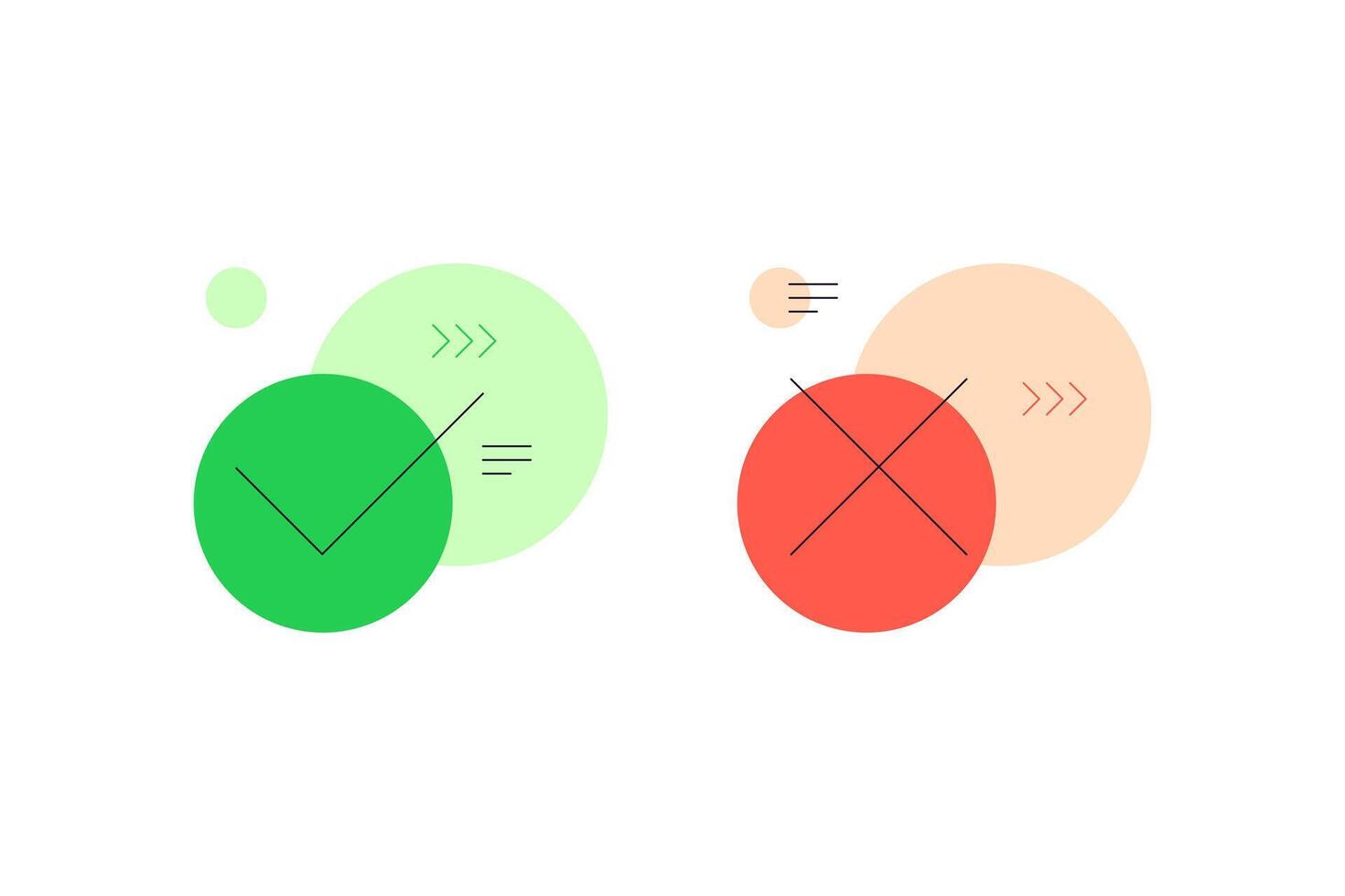 Yes no. Approve and decline. Green tick and red cross. Infographic elements vector