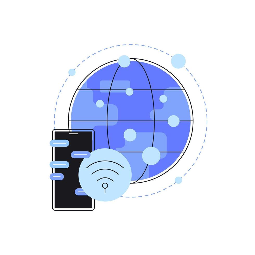 Internet and Wifi connection. Messenger app and chat. Online. Globe vector