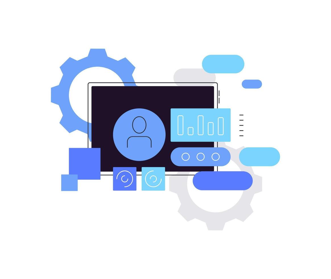 Mobile interface building. App development. Flat illustration vector