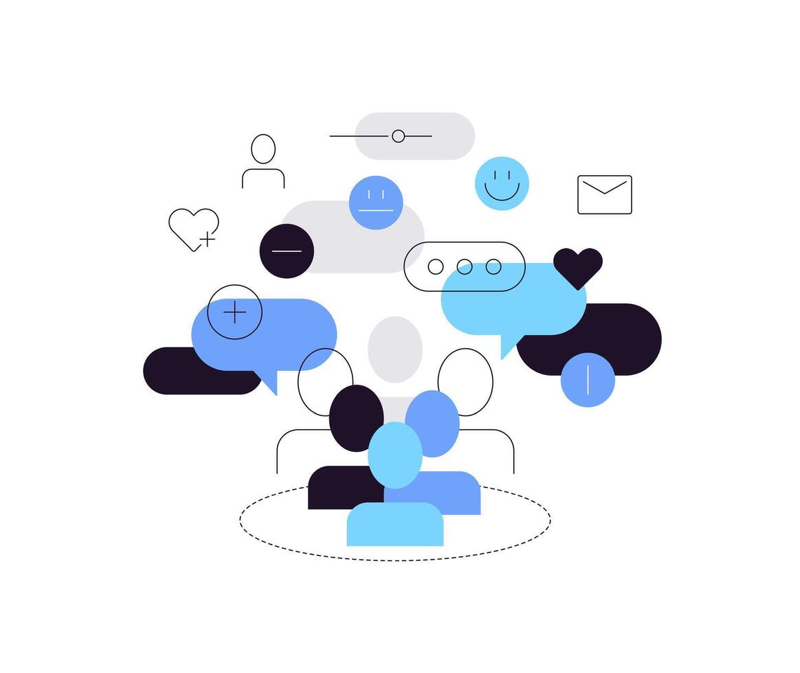 Networking and communication. People community making activity in social medias vector
