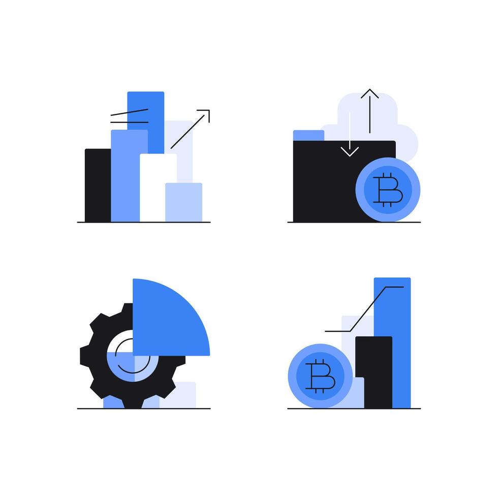 Cryptocurrency algorithms. Finance and technology vector