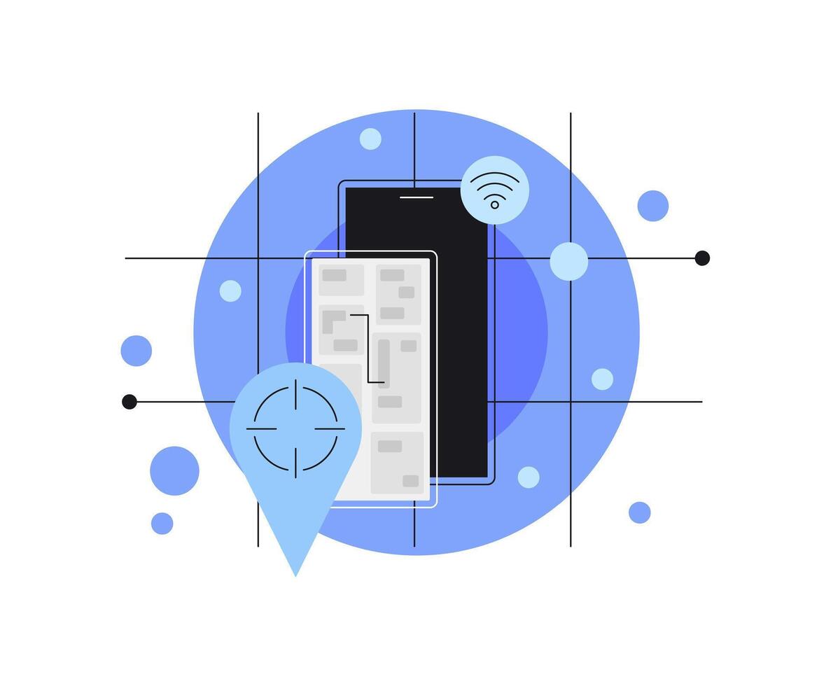 Smartphone. Navigation. GPS. Map location. Flat illustration vector