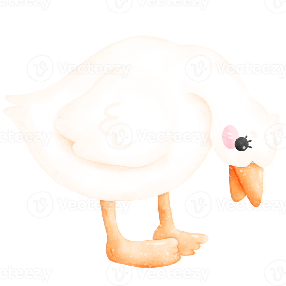 Cute Goose Pecking Ground in watercolor style png