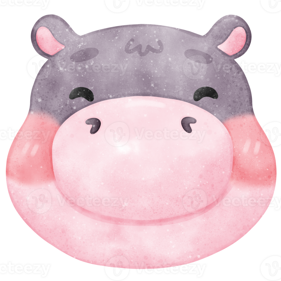 watercolor smiling hippopotamus png
