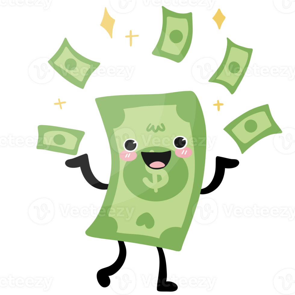 Excited Money Throwing Banknote Cartoon png