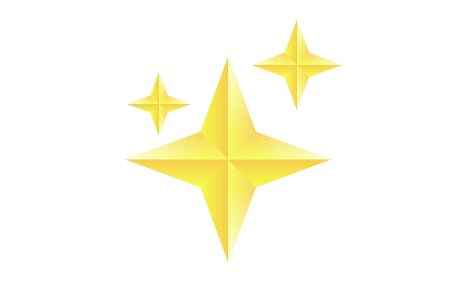 icon modern gold three star sparkle emoji cute design vector