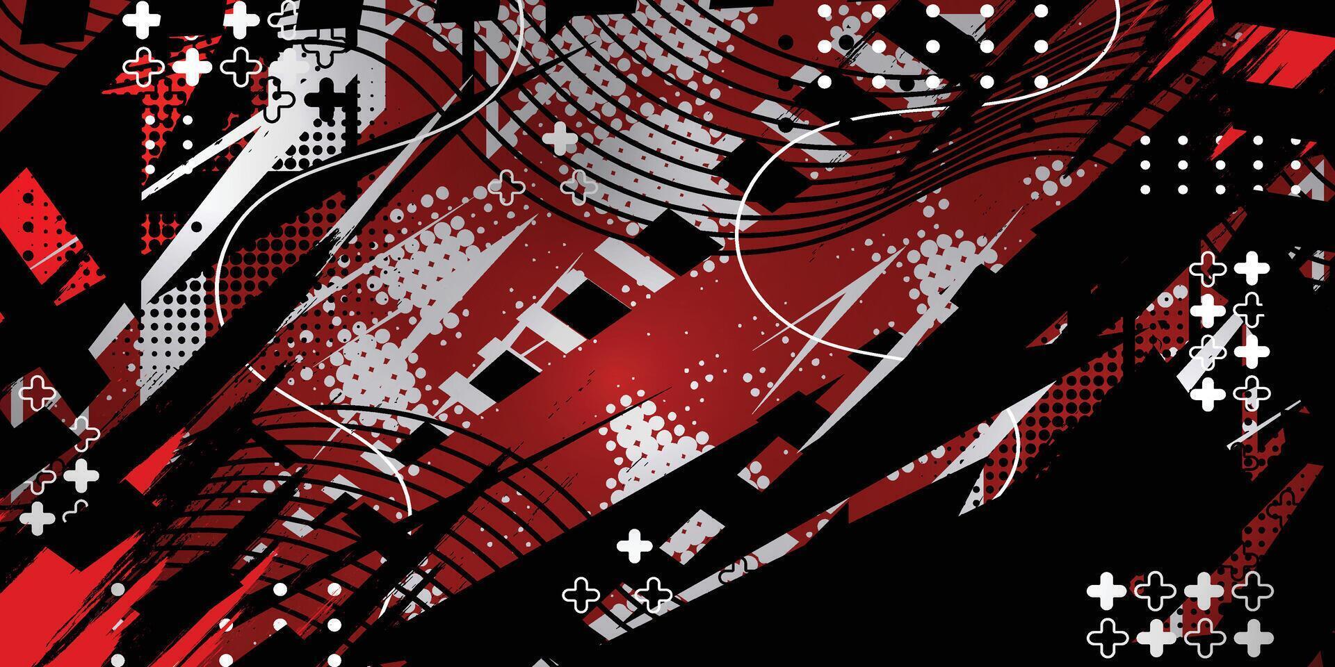 Red and black abstract racing background, livery design vector