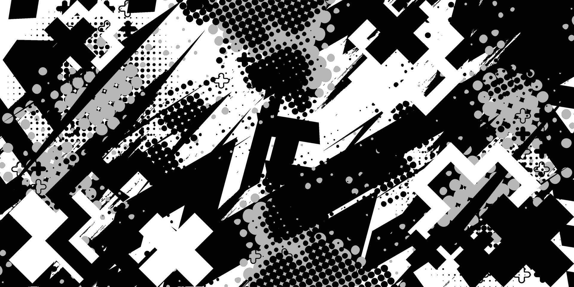 black and white abstract pattern with a lot of different shapes vector