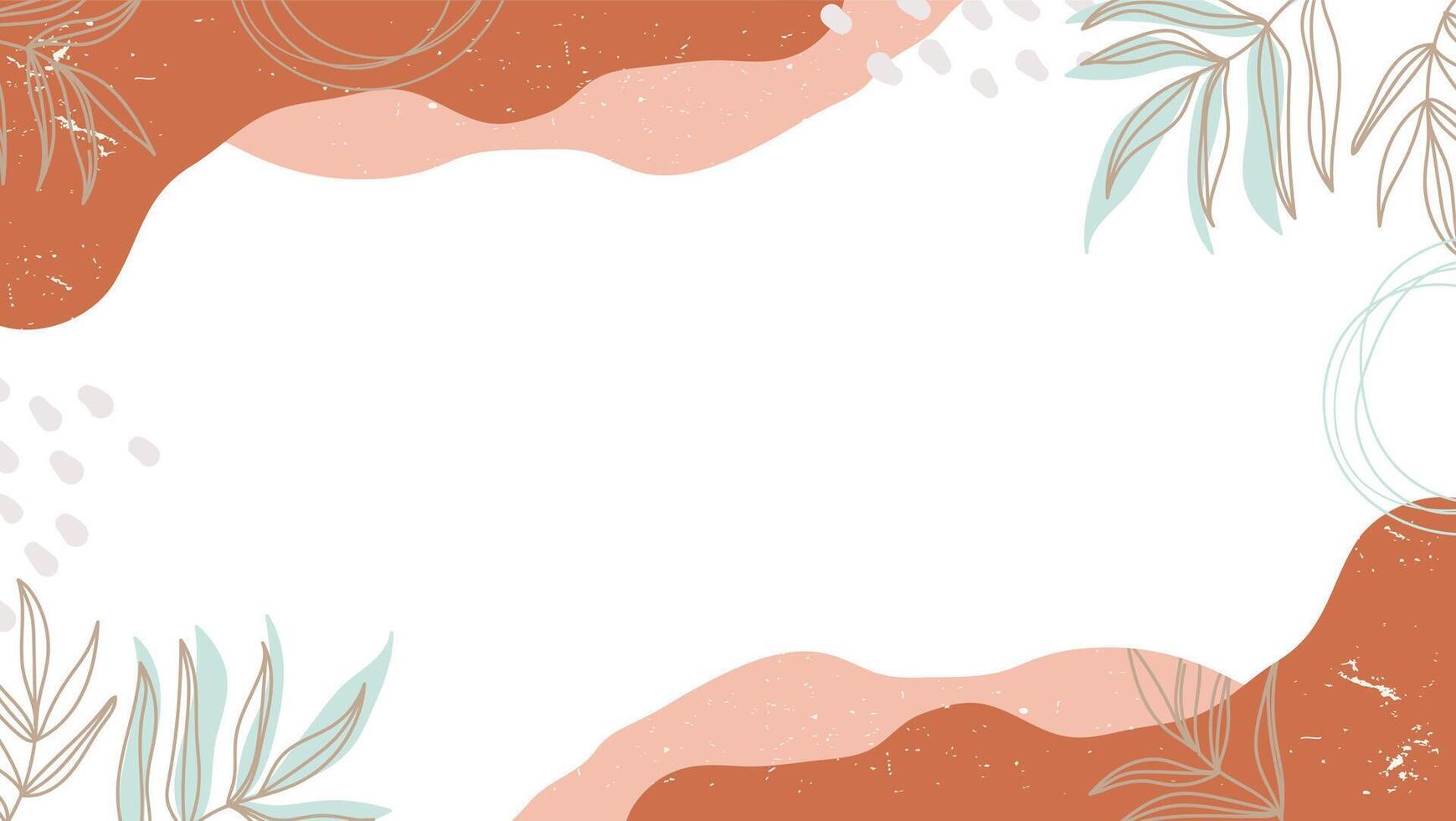 Abstract background with leaves and flowers geometric shapes, dots, and lines for presentation vector