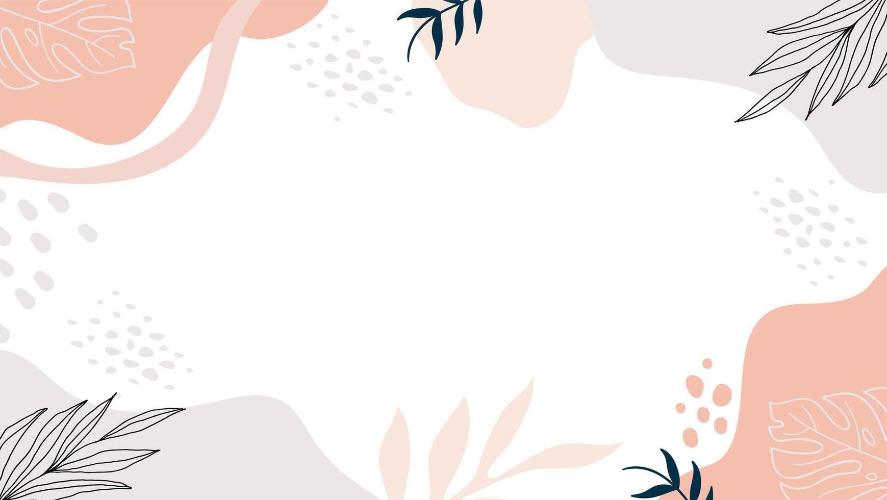 A pink and white background with leaves and flowers vector