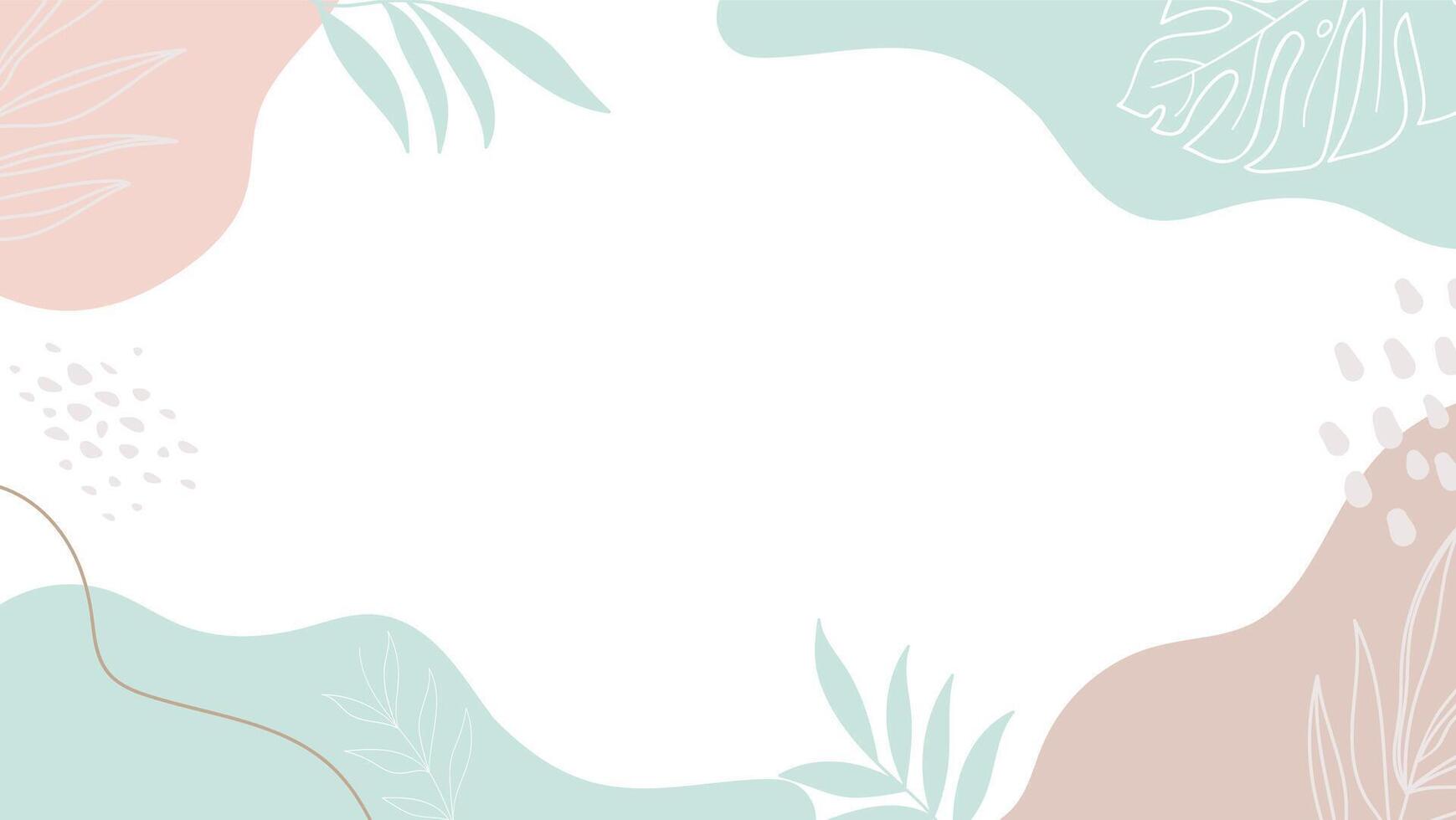 A pink and blue background with leaves and flowers geometric shapes, dots, and lines for presentation vector
