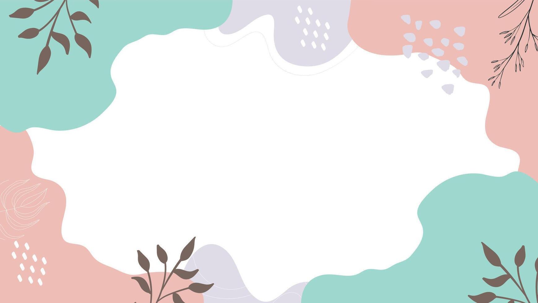 Square frame with leaves and flowers on it geometric shapes, dots, and lines for presentation vector