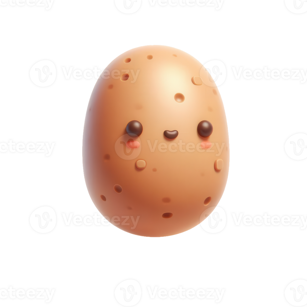 A cute potato with eyes and a smile png