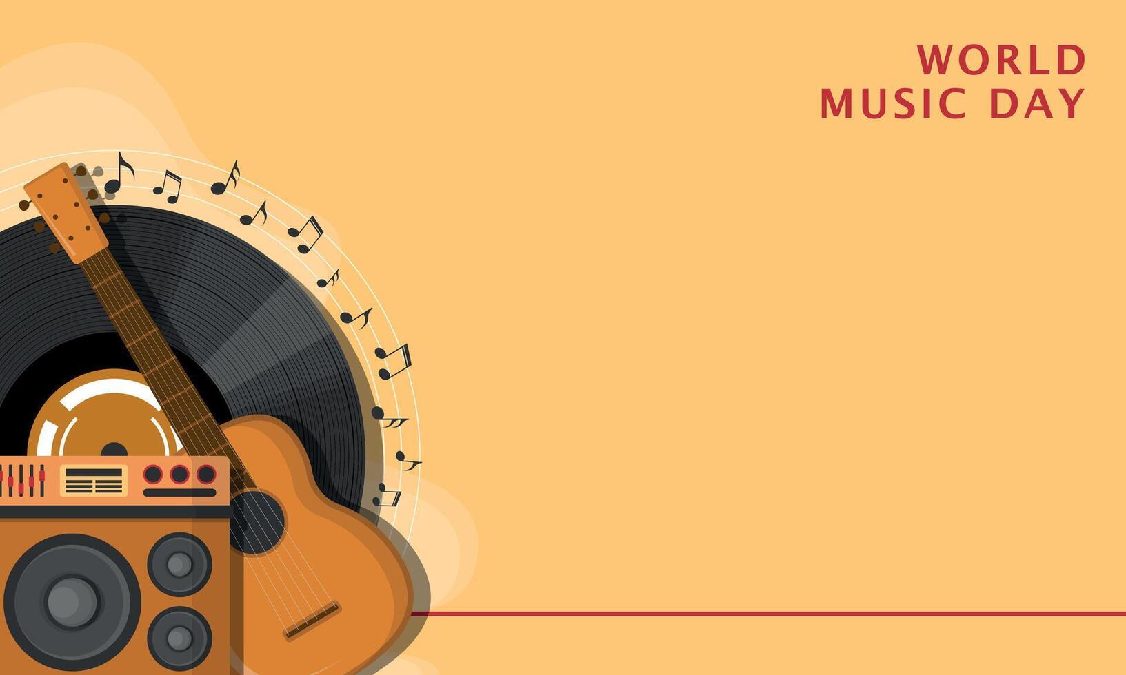 World Music Day Template. Music elements. Copy space area vector