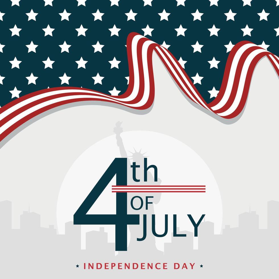 Independence Day of USA Poster. 4th of July. Flag ribbon vector