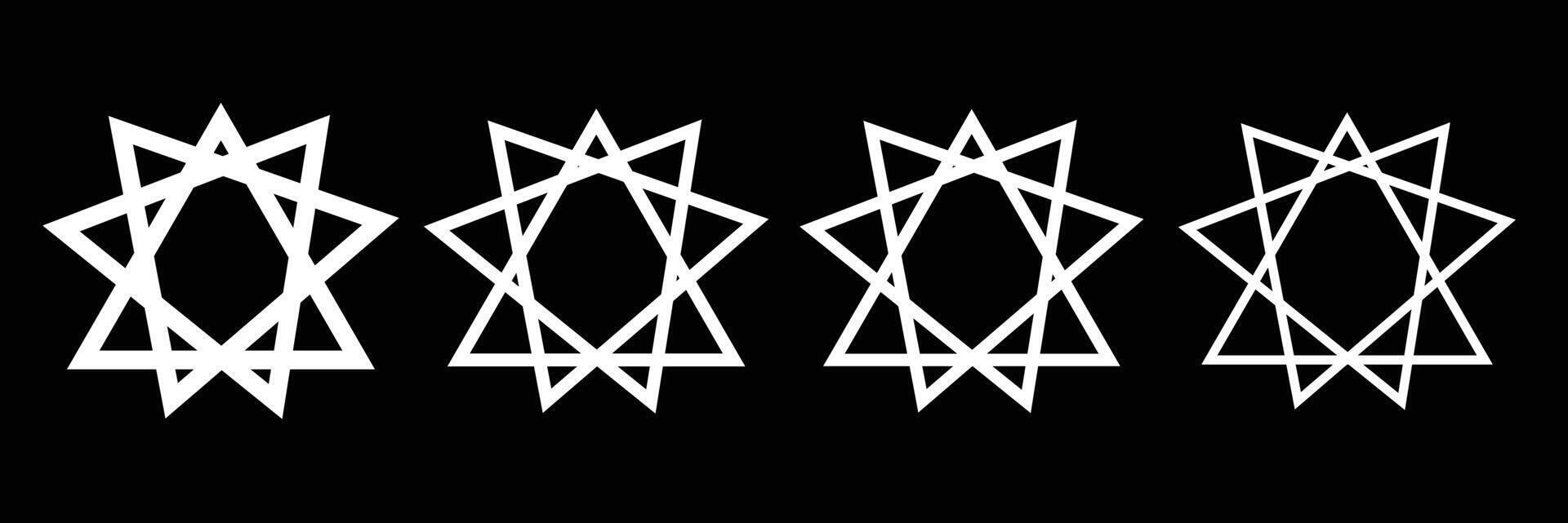 Bahai faith symbol isolated religious sign outline. vector