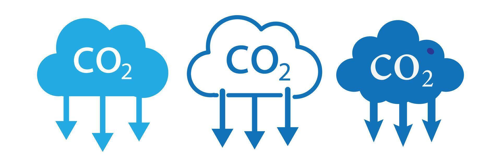 Reduce carbon dioxide co2 icons flat thin line illustration. vector