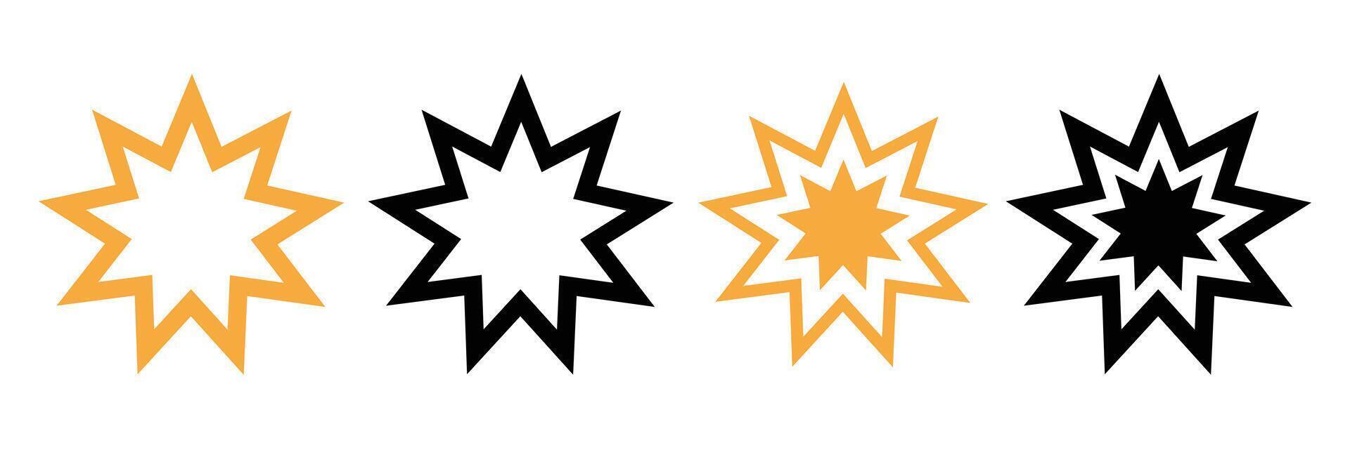 Bahai star. Black linear Bahai symbol. Religious symbol of Bahaism. vector