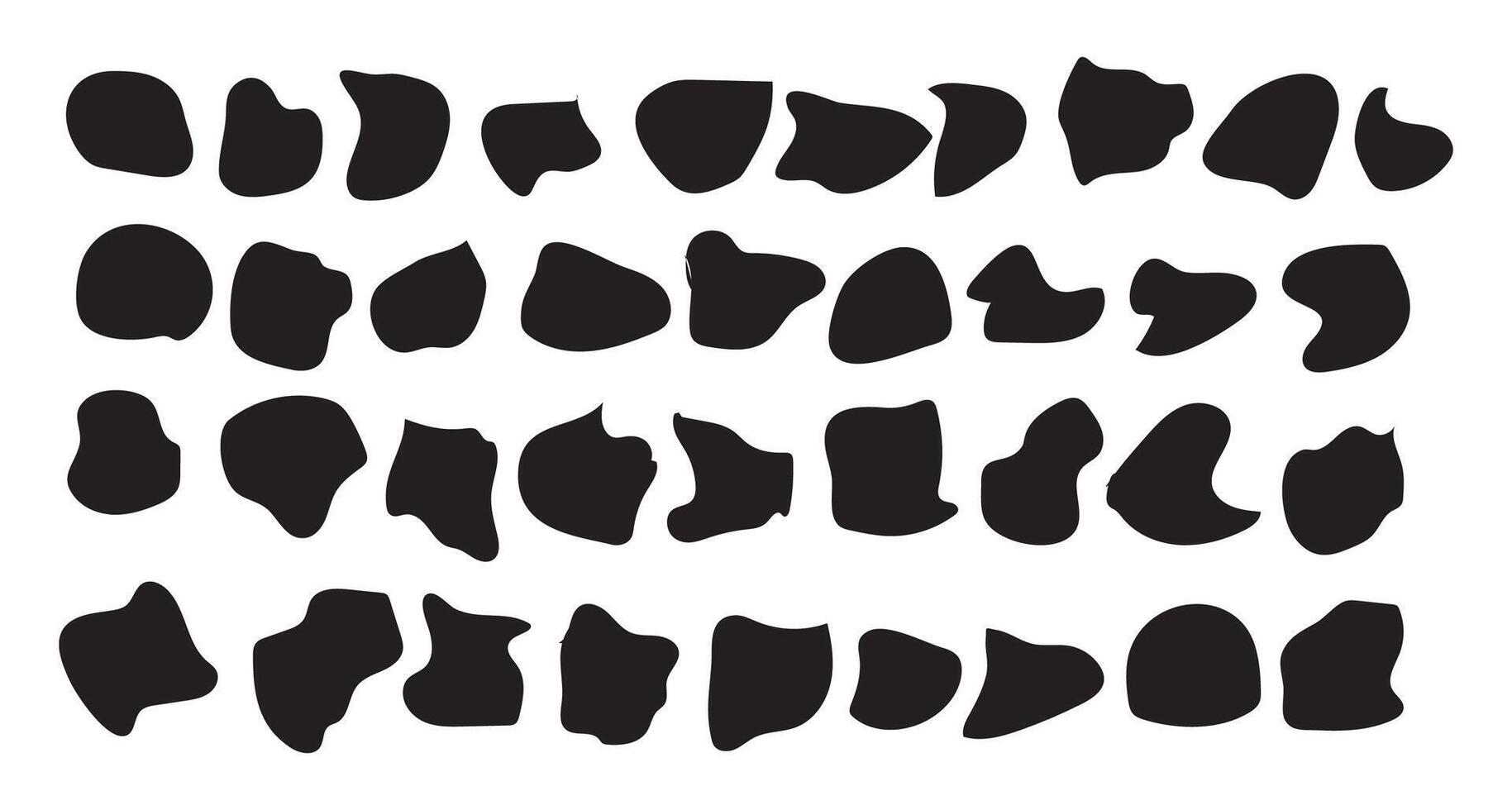 Abstract liquid organic black irregular blotch shapes flat style design fluid. liquid shadows random shapes. Black cube drops simple shapes. vector