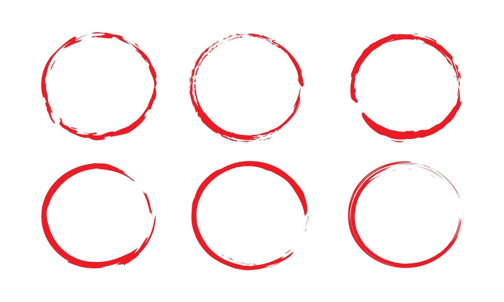 Red circle brush stroke isolated on white background. Red circle brush stroke. For stamp, seal, ink and paintbrush design template. Grunge hand vector