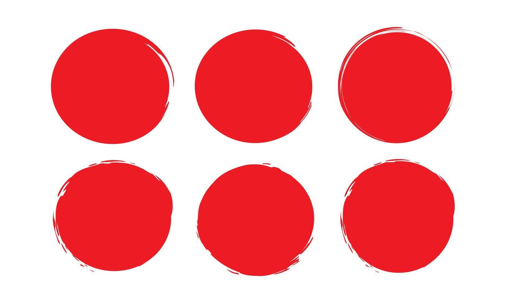 Hand painted grunge circle. Red round blob hand drawn with ink brush. Japanese red circle painted with brush. hand drawn rough scribble texture effect red circle, grunge crayon stamp. vector
