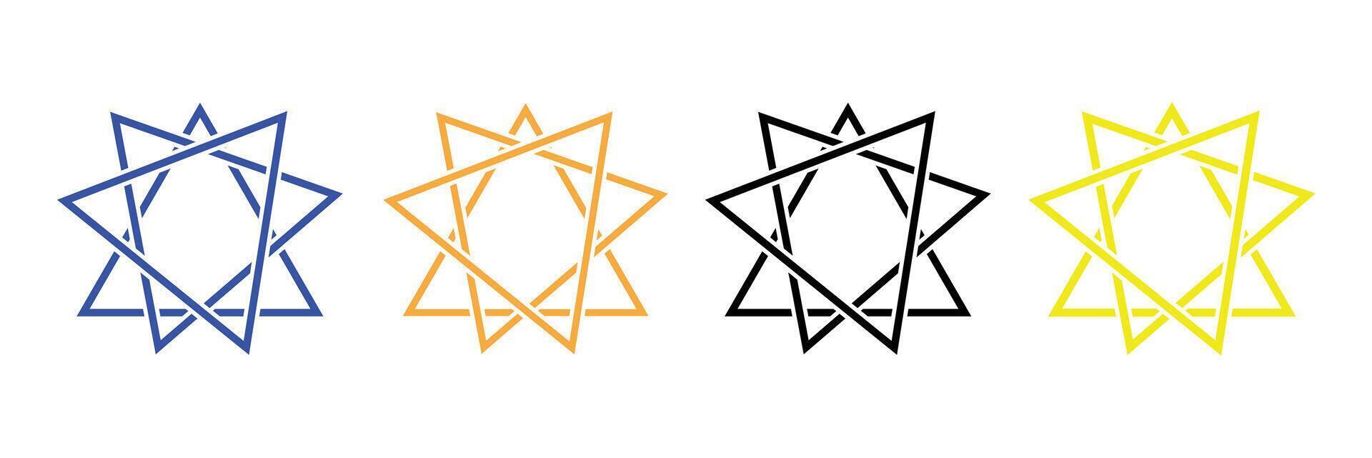Bahai icon Black line art logo set. vector