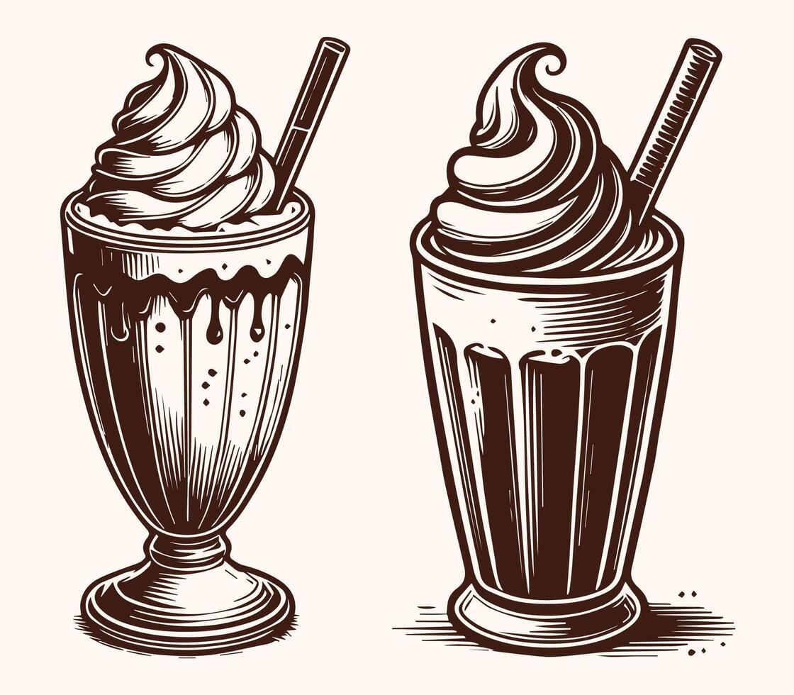 Chocolate Milkshake Design Set vector