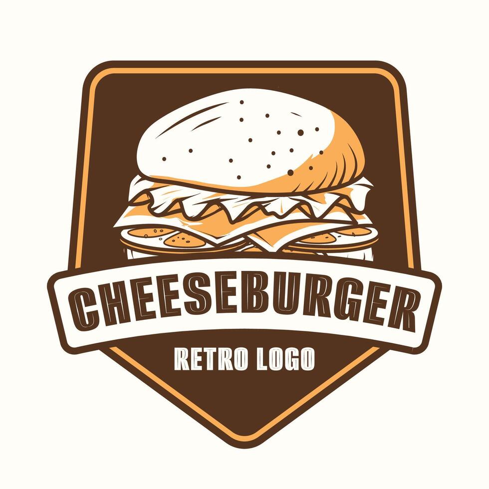Cheeseburger retro logo design concept vector