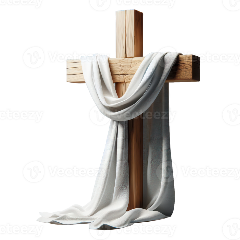 Drape over rustic timber cross png