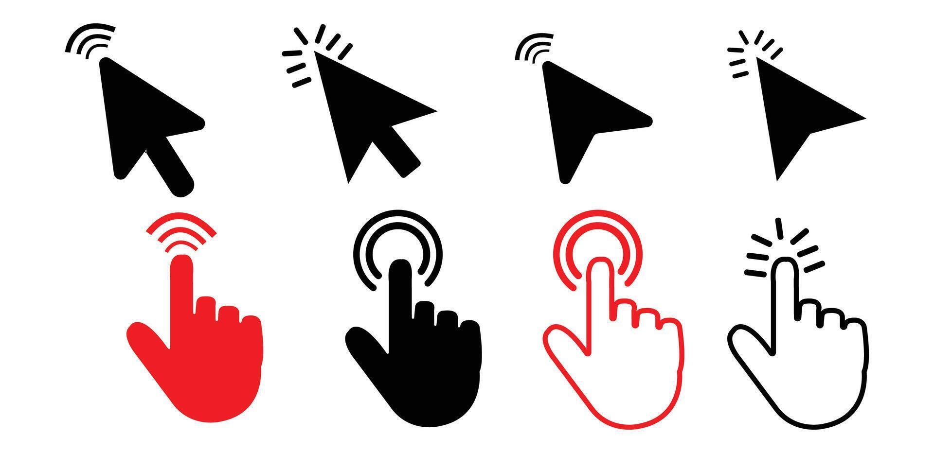 Hand click icon set.Computer mouse click cursor arrow icons. hand cursor icon. Touch screen symbol. pointer sign and symbol. vector