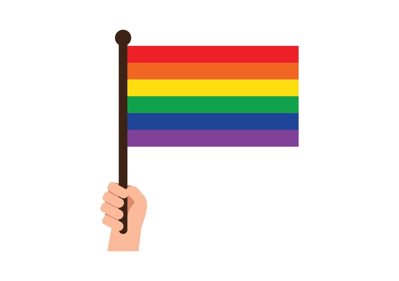 Hand holds vibrant rainbow flag symbolizing LGBTQ pride and diversity vector