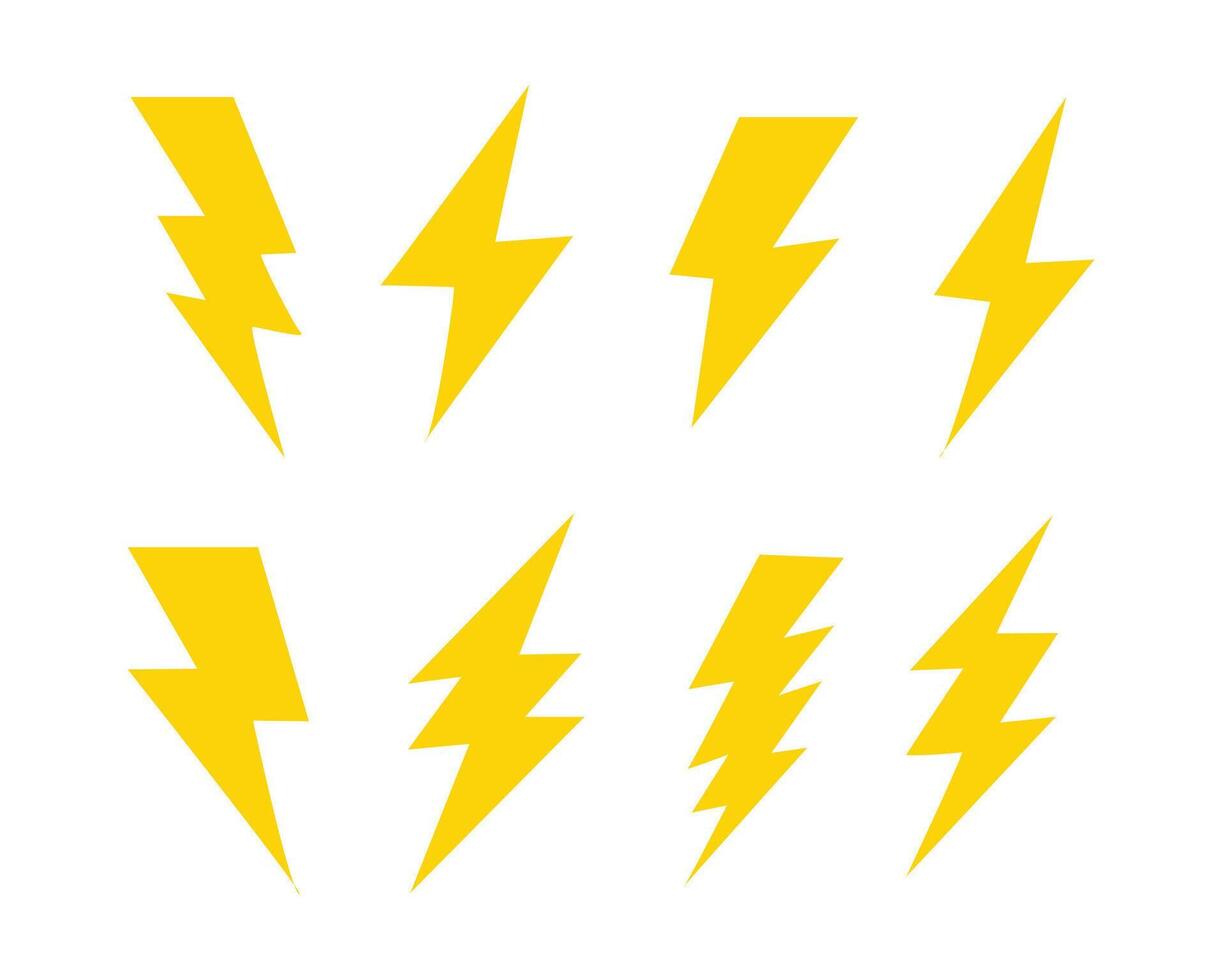 flash lightning bolt icon set. flash thunder power icon. Electric symbols set. Electric lightning symbols. Flash light sign. Electric icons, Bolt lightning flash. vector