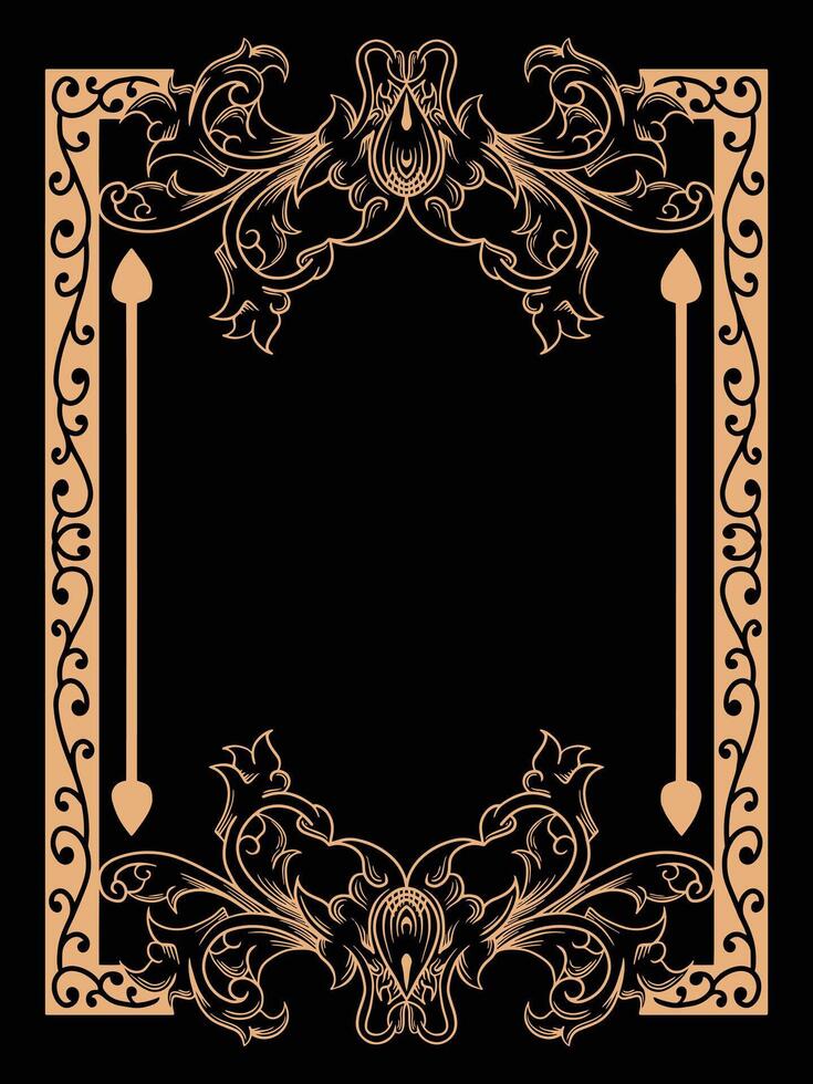 Romantic Wedding Frame with Floral Outline vector