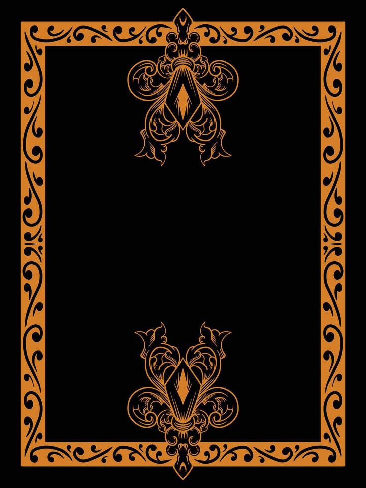 Fine Line Floral Ornament Frame for Royal Feel vector