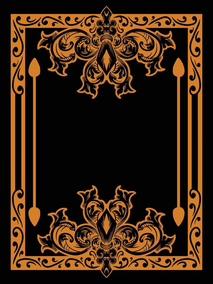Gold Flourish Floral Border with Classic Finish vector