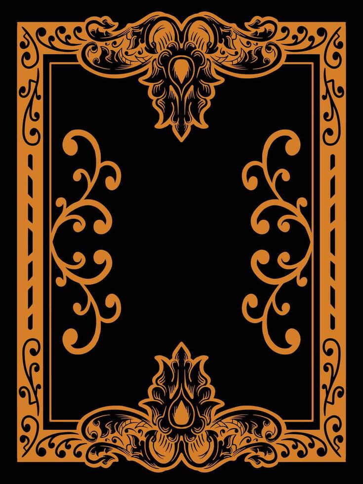 Graceful Garden Ornament Border in Vintage Style vector
