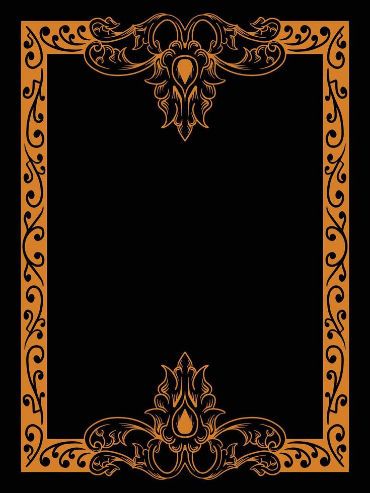 Gold Floral Ornament Frame with Timeless Details vector