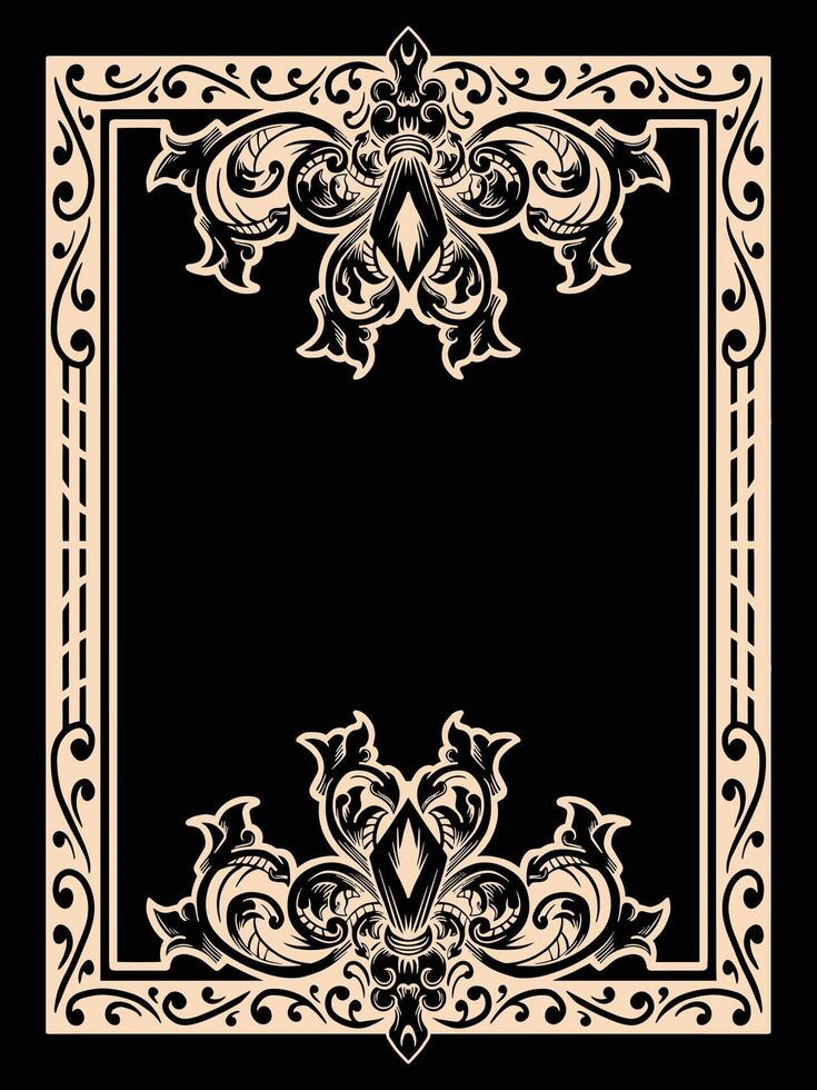 Floral Outline Frame in Classical Ornament Format vector