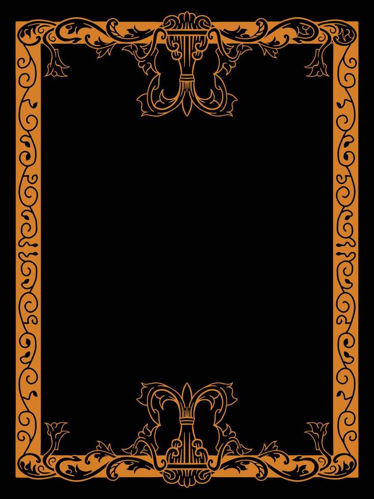 Decorative Gold Frame with Bloom Scroll Style vector