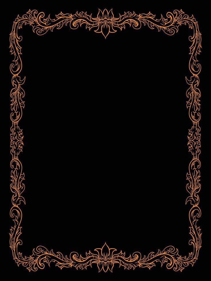 Ornamental Floral Outline Frame with Vintage Vibe vector