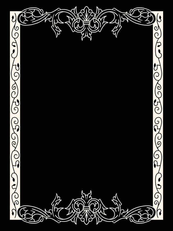 Golden Ornamental Frame with Hand-Drawn Florals vector