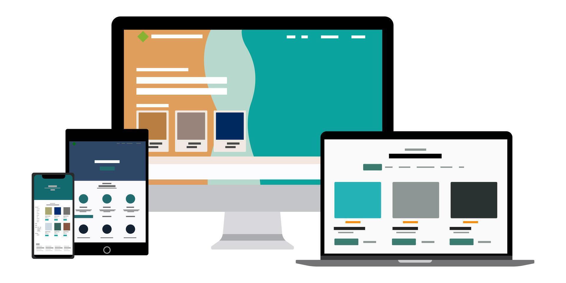 Concept web design, website page development. The working process. Template landing page for website. Web development, optimization, user experience. Website layout elements, photo, data transfer. vector