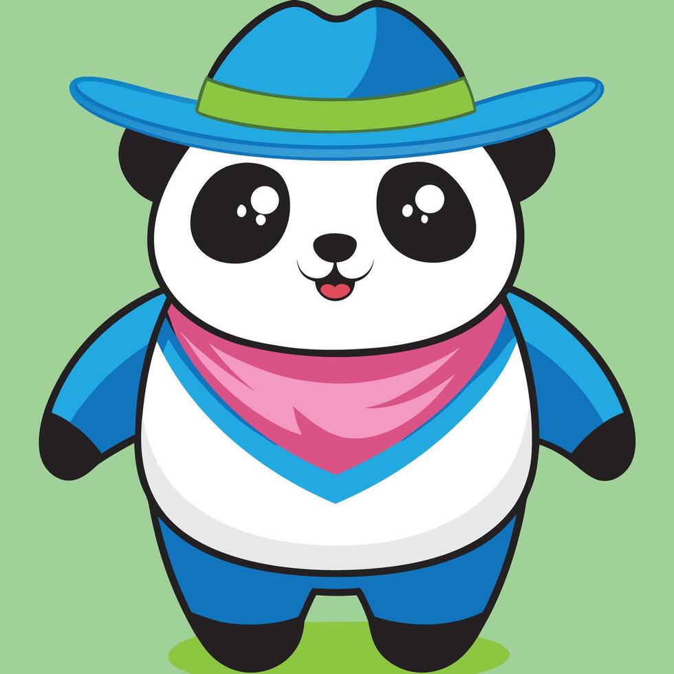 a cartoon panda wearing a cowboy hat1 vector